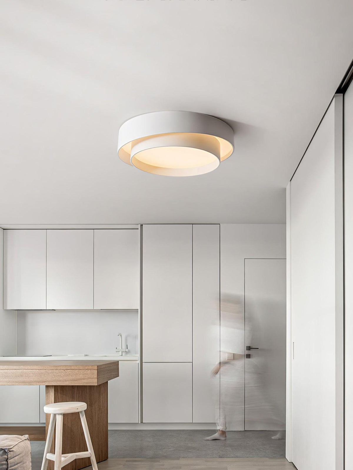 Modern Layered Drum Flush Mount Ceiling Light with Integrated LED for Living Room & Bedroom