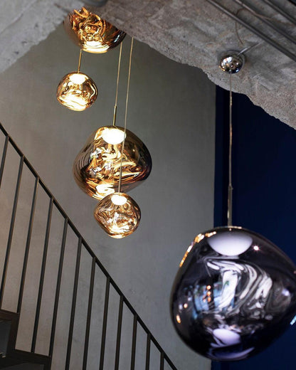 Hanging Dome Shade with Reflective Finish – Adjustable Drop Fixture for Kitchen Island, Dining Room, Bedroom – Metal Construction with E26 S