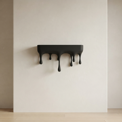 Melti Floating Shelf - Matte Black, Drip Design Wall Display