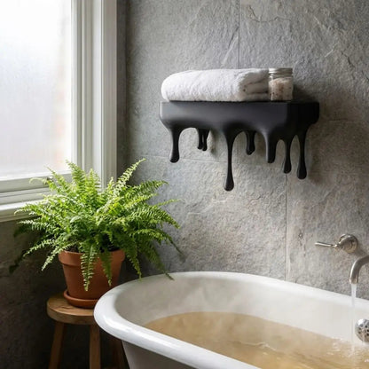 Melti Floating Shelf - Matte Black, Drip Design Wall Display