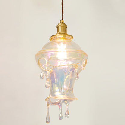 Resin Drip Hanging Lamp for Dining Room & Kitchen | Adjustable Cord Ceiling Fixture | LED or Edison Bulb Compatible | Modern Art Statement P
