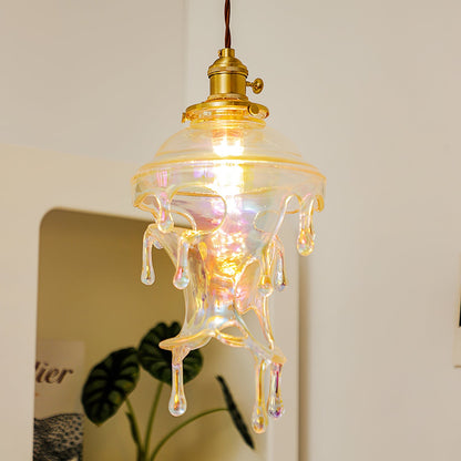 Resin Drip Hanging Lamp for Dining Room & Kitchen | Adjustable Cord Ceiling Fixture | LED or Edison Bulb Compatible | Modern Art Statement P