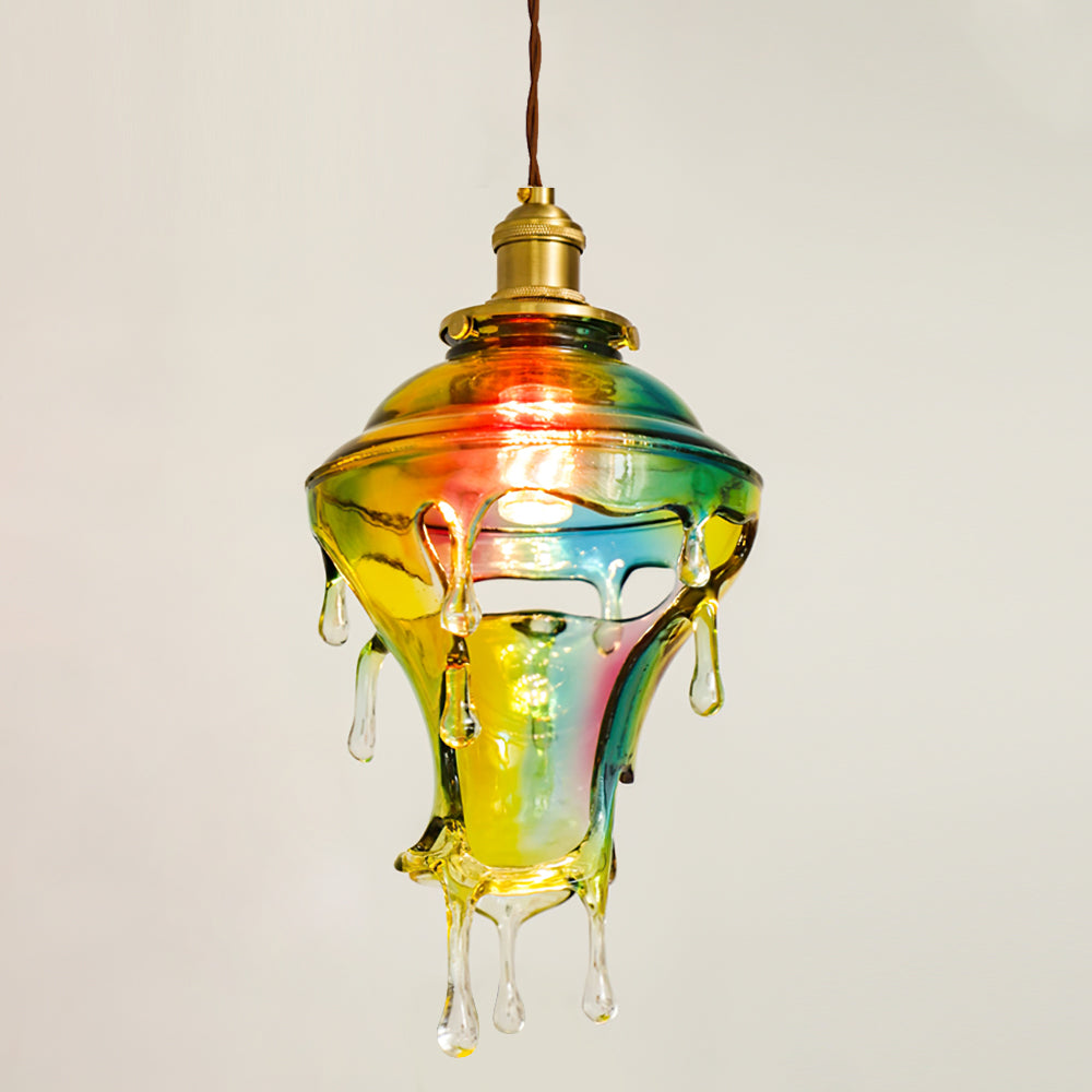 Resin Drip Hanging Lamp for Dining Room & Kitchen | Adjustable Cord Ceiling Fixture | LED or Edison Bulb Compatible | Modern Art Statement P