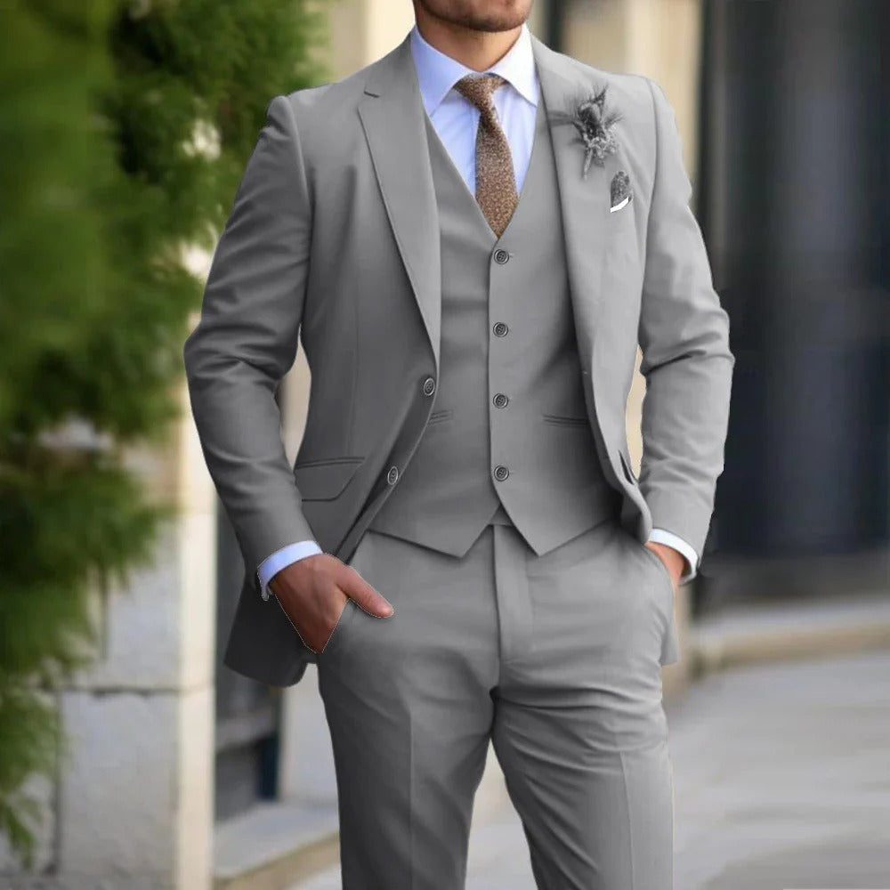 Tailored 3-Piece Suit for Men - Blazer, Vest & Pants Set in Slim Fit for Business, Weddings & Formal Events