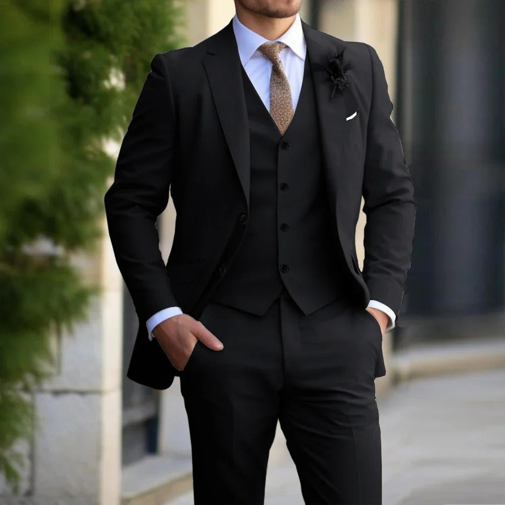 Tailored 3-Piece Suit for Men - Blazer, Vest & Pants Set in Slim Fit for Business, Weddings & Formal Events