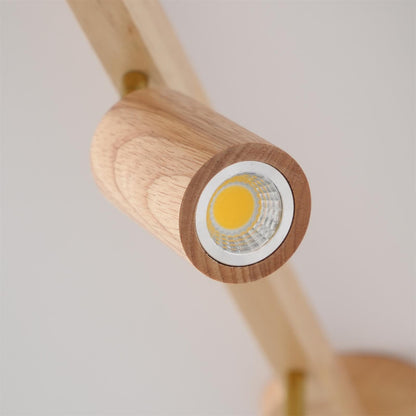 Track Lighting Fixture Wood Finish Adjustable Spotlights for Kitchen Living Room Hallway Bar Rail Ceiling Mount Directional Accent Lights