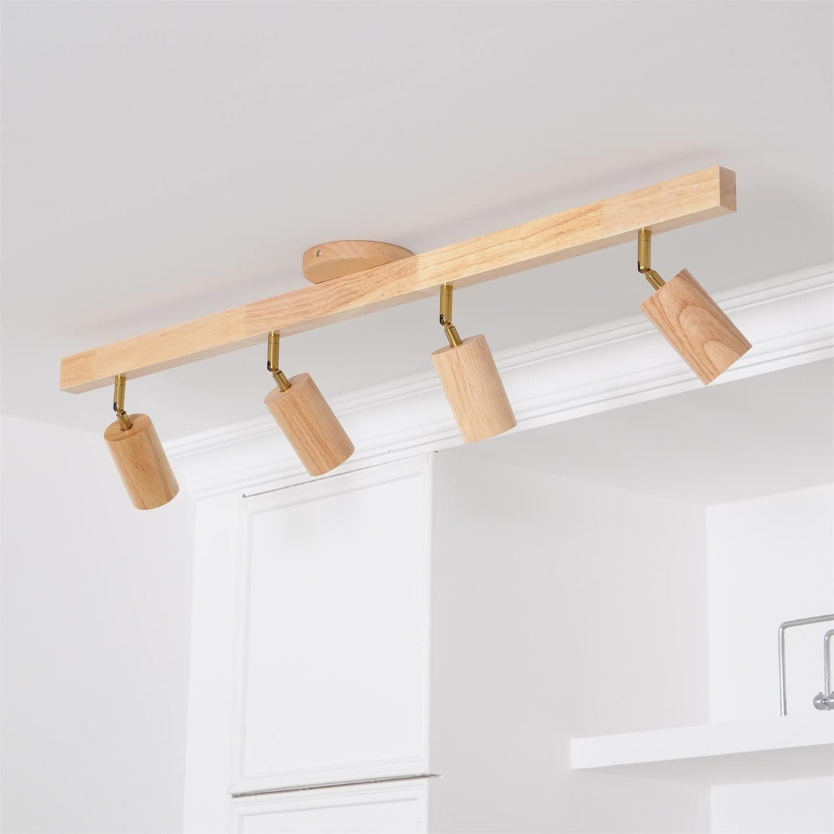 Plug-In LED Rail Light 16.5 Inch Wood Metal Warm White 3000K Adjustable Spotlights Ceiling Wall Mount Home Accent Fixture