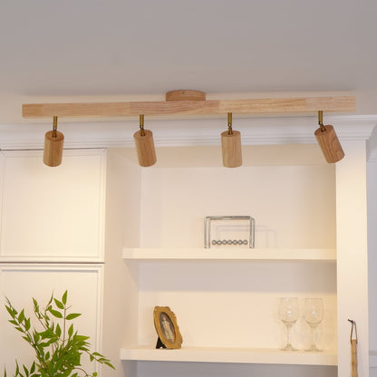 Track Lighting Fixture Wood Finish Adjustable Spotlights for Kitchen Living Room Hallway Bar Rail Ceiling Mount Directional Accent Lights