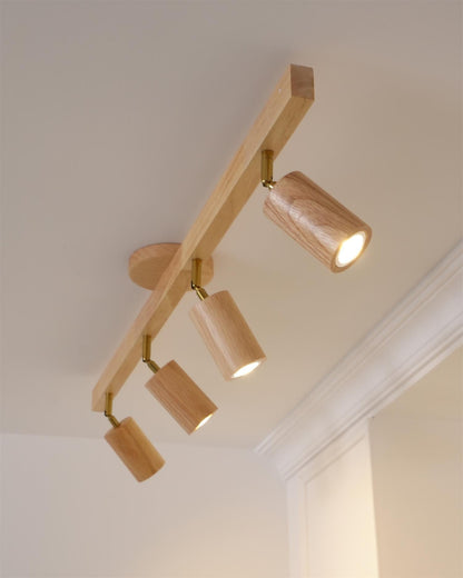 Plug-In LED Rail Light 16.5 Inch Wood Metal Warm White 3000K Adjustable Spotlights Ceiling Wall Mount Home Accent Fixture