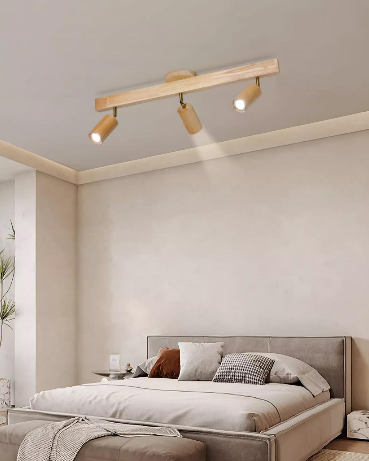 Plug-In LED Rail Light 16.5 Inch Wood Metal Warm White 3000K Adjustable Spotlights Ceiling Wall Mount Home Accent Fixture