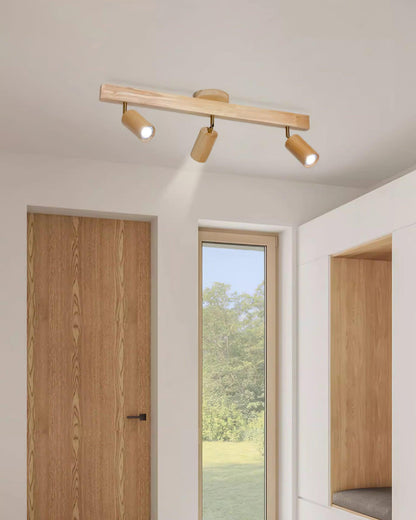 Plug-In LED Rail Light 16.5 Inch Wood Metal Warm White 3000K Adjustable Spotlights Ceiling Wall Mount Home Accent Fixture