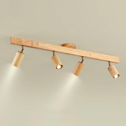 Plug-In LED Rail Light 16.5 Inch Wood Metal Warm White 3000K Adjustable Spotlights Ceiling Wall Mount Home Accent Fixture