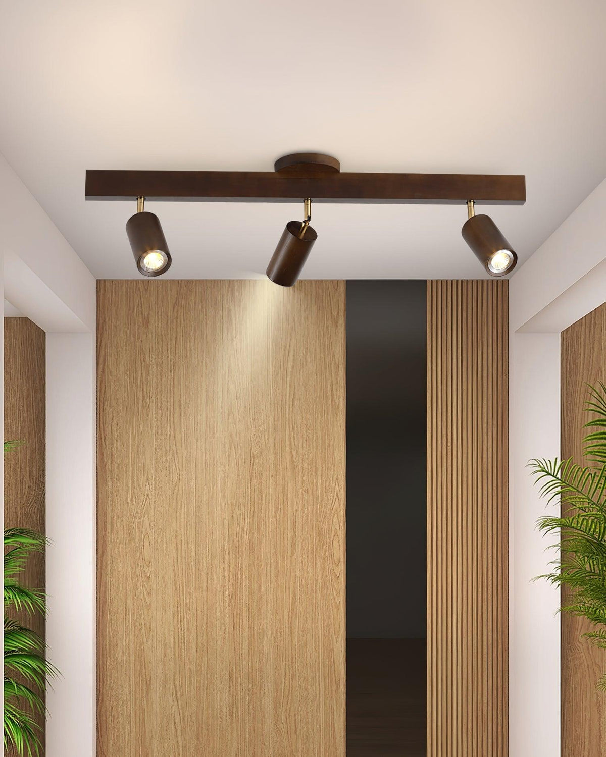 Plug-In LED Rail Light 16.5 Inch Wood Metal Warm White 3000K Adjustable Spotlights Ceiling Wall Mount Home Accent Fixture