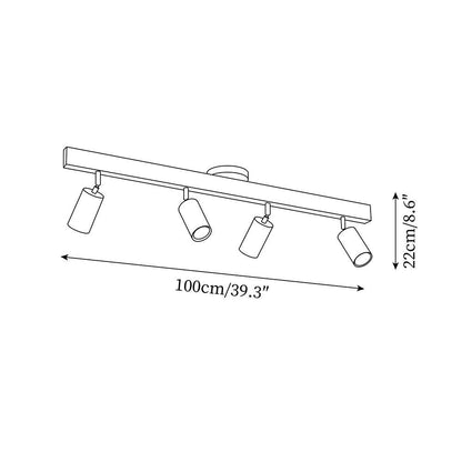 Adjustable LED Track Light 39 in Wood Finish Spotlight Bar Ceiling Mount for Kitchen Living Room Hallway Dining Room Modern Scandinavian Hom