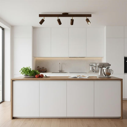 Plug-In LED Rail Light 16.5 Inch Wood Metal Warm White 3000K Adjustable Spotlights Ceiling Wall Mount Home Accent Fixture