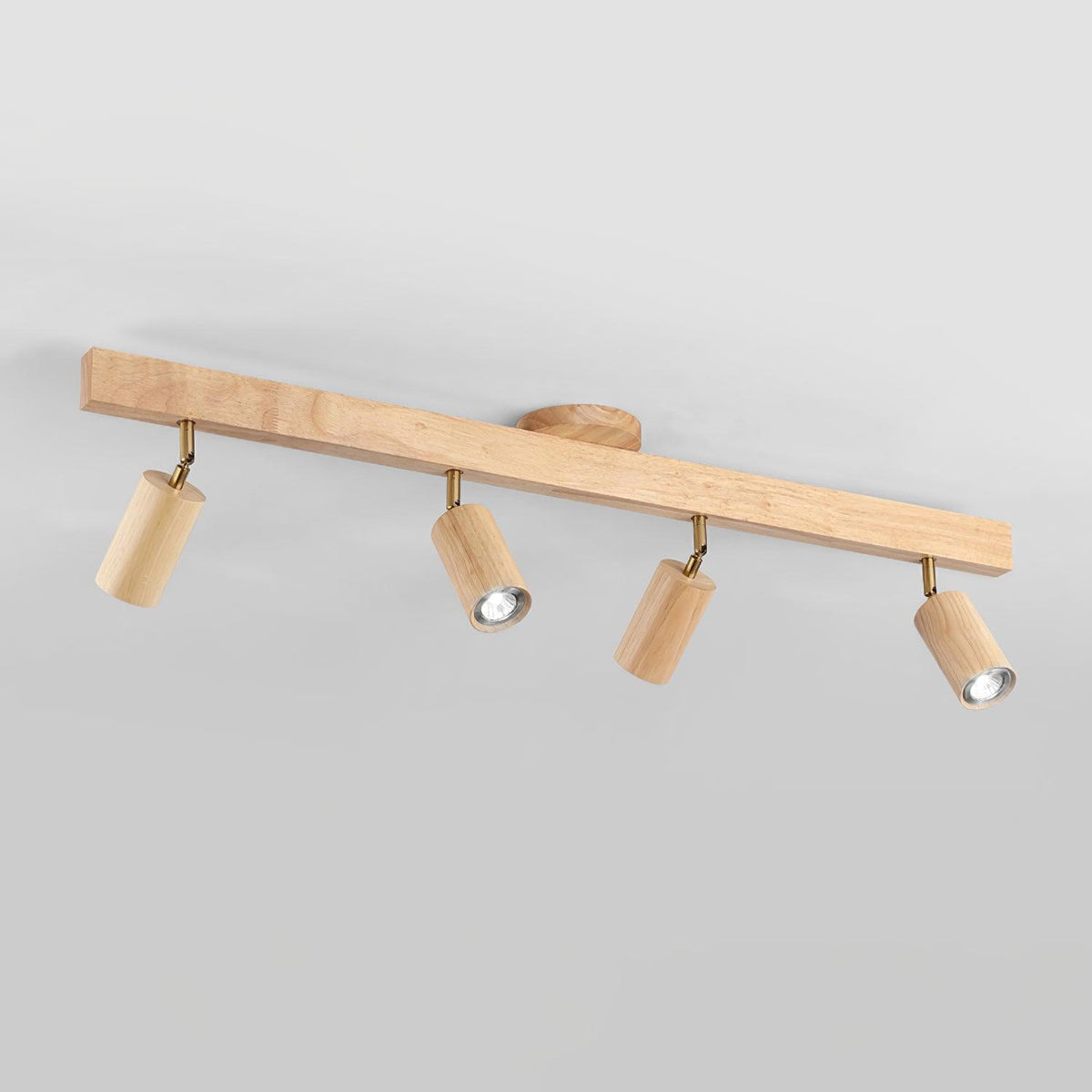 Track Lighting Fixture Wood Finish Adjustable Spotlights for Kitchen Living Room Hallway Bar Rail Ceiling Mount Directional Accent Lights