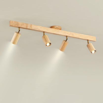 Plug-In LED Rail Light 16.5 Inch Wood Metal Warm White 3000K Adjustable Spotlights Ceiling Wall Mount Home Accent Fixture