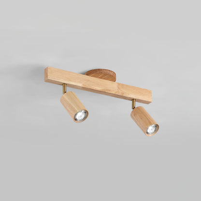 Adjustable LED Track Light 39 in Wood Finish Spotlight Bar Ceiling Mount for Kitchen Living Room Hallway Dining Room Modern Scandinavian Hom