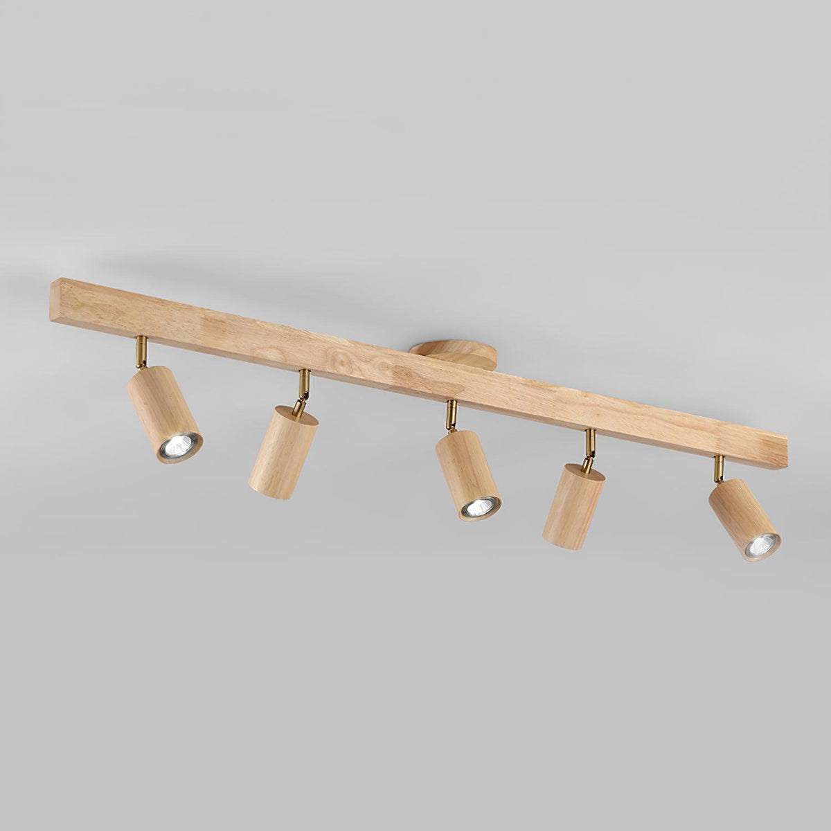 Track Lighting Fixture Wood Finish Adjustable Spotlights for Kitchen Living Room Hallway Bar Rail Ceiling Mount Directional Accent Lights