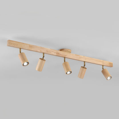 Track Lighting Fixture Wood Finish Adjustable Spotlights for Kitchen Living Room Hallway Bar Rail Ceiling Mount Directional Accent Lights