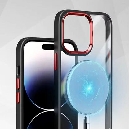 Clear iPhone Case with Metal Camera Ring MagSafe Compatible Shockproof Cover for iPhone 13 14 15 16 17 Pro Max Air Plus Wireless Charging