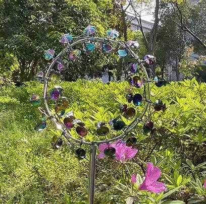 Rotating Outdoor Garden Sculpture - Stainless Steel Kinetic Lawn Art - Weather-Resistant Yard Decor for Patio & Garden