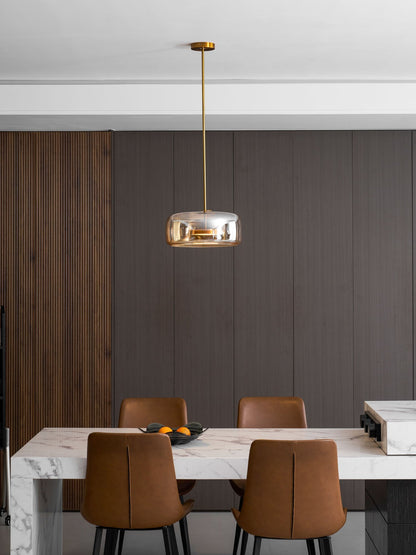 LED Drop Ceiling Lamp with Smoked Glass Shade for Dining Room & Island – Adjustable Cord, Integrated Bulb, Choice of Kelvin Tones