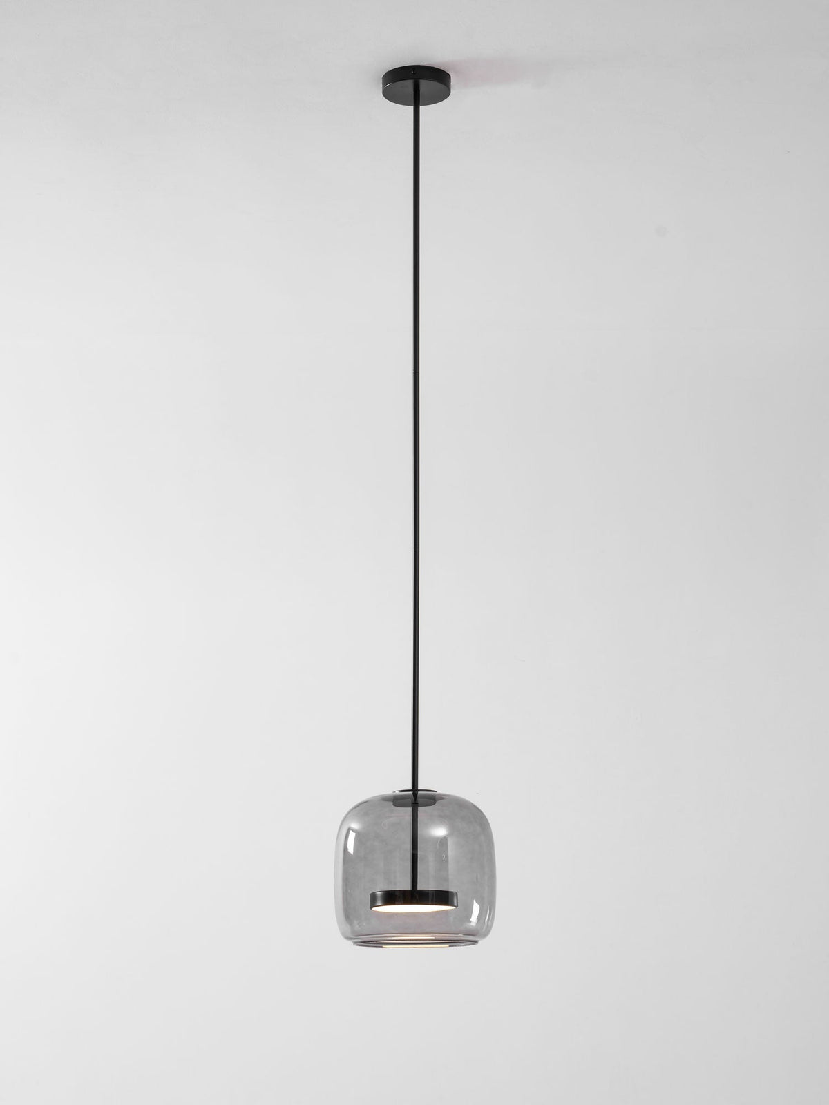 LED Drop Ceiling Lamp with Smoked Glass Shade for Dining Room & Island – Adjustable Cord, Integrated Bulb, Choice of Kelvin Tones