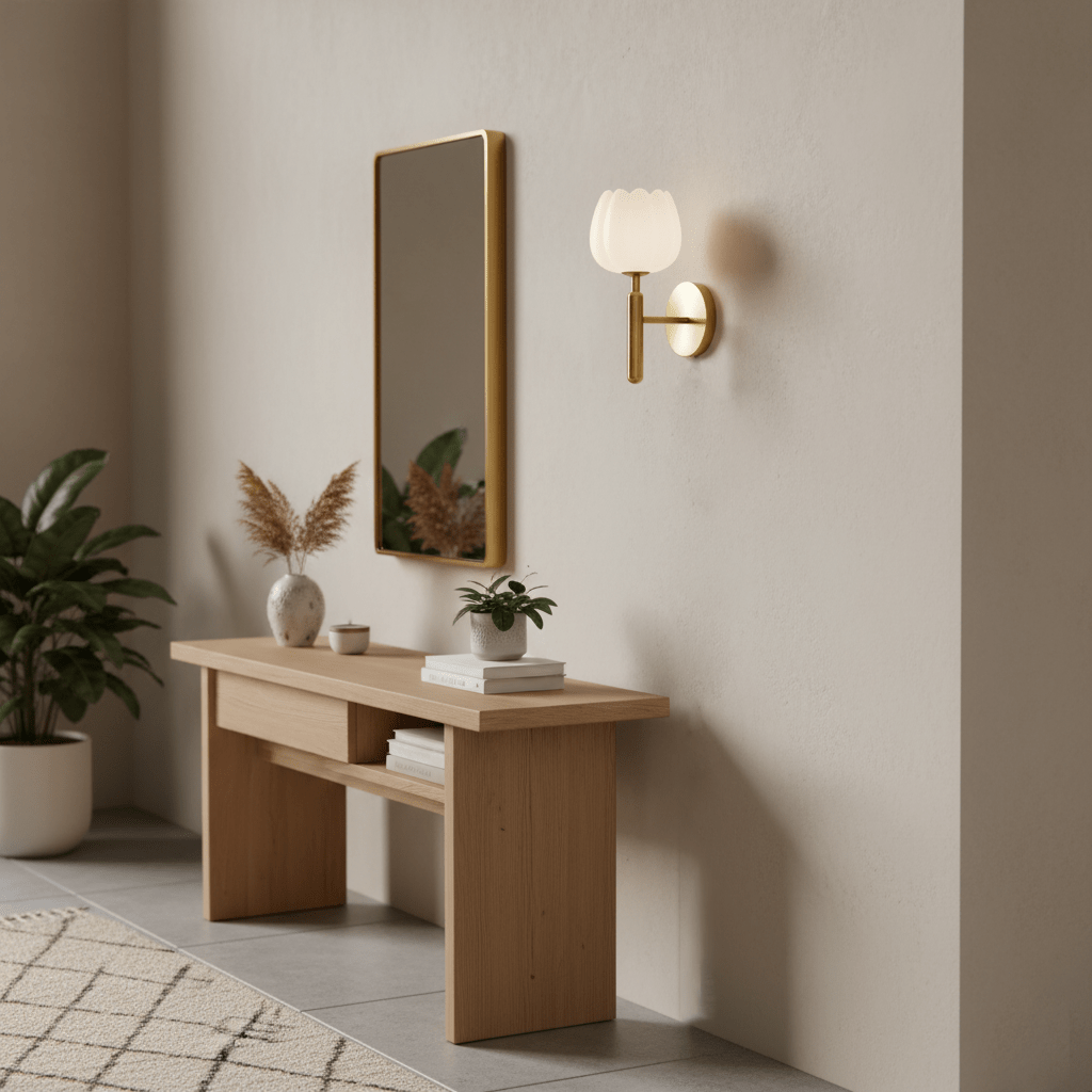 LED Wall Sconce with Alabaster Shade Brass Finish 12 in Indoor Accent Light for Bedroom Hallway Living Room Modern Floral Design E12 Base 15