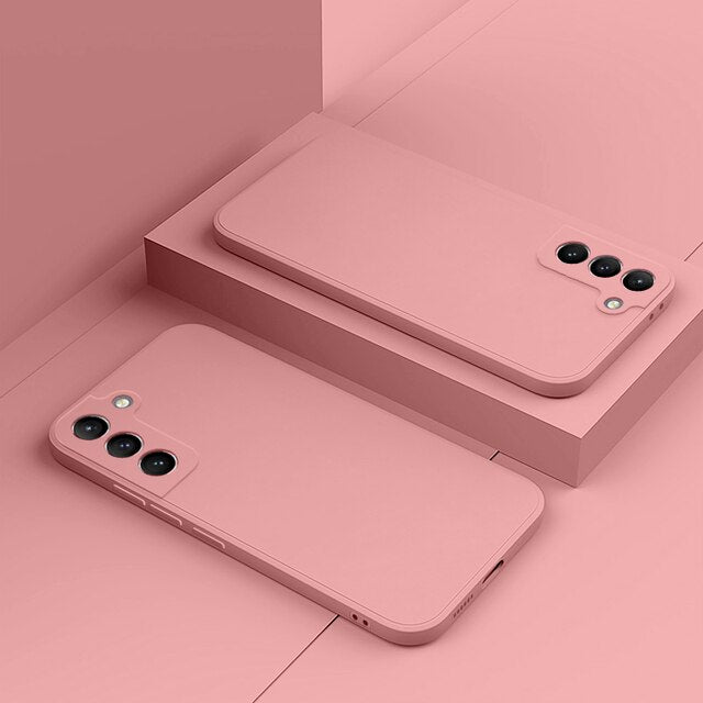 Silicone Phone Case with Microfiber Lining for Samsung Galaxy S22-S26 | Shock-Absorbing Protective Cover with Raised Edges