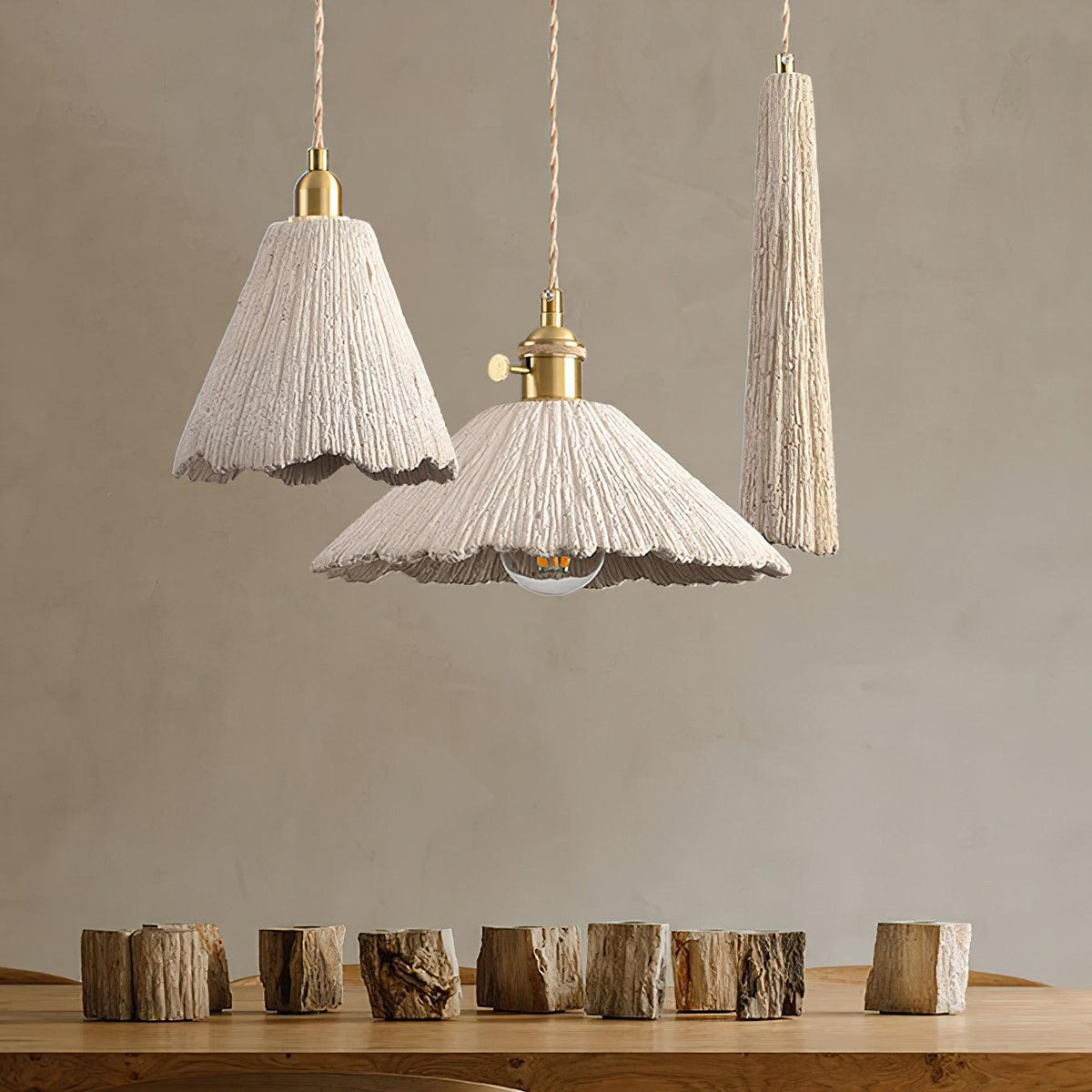 Industrial Concrete Hanging Light Fixture with Adjustable Cord for Kitchen Island Breakfast Bar Dining Area Counter Modern Gray Cement Suspe