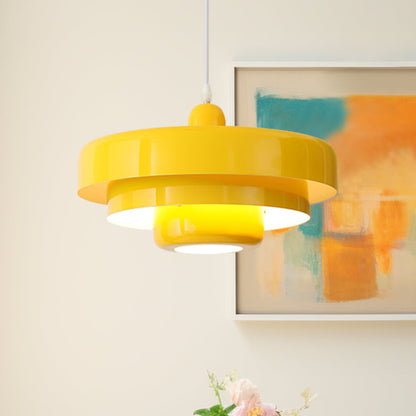 Round Metal Pendant Light 14-Inch Industrial Farmhouse Ceiling Fixture for Kitchen Island Dining Room Bedroom E26 Socket Green Orange