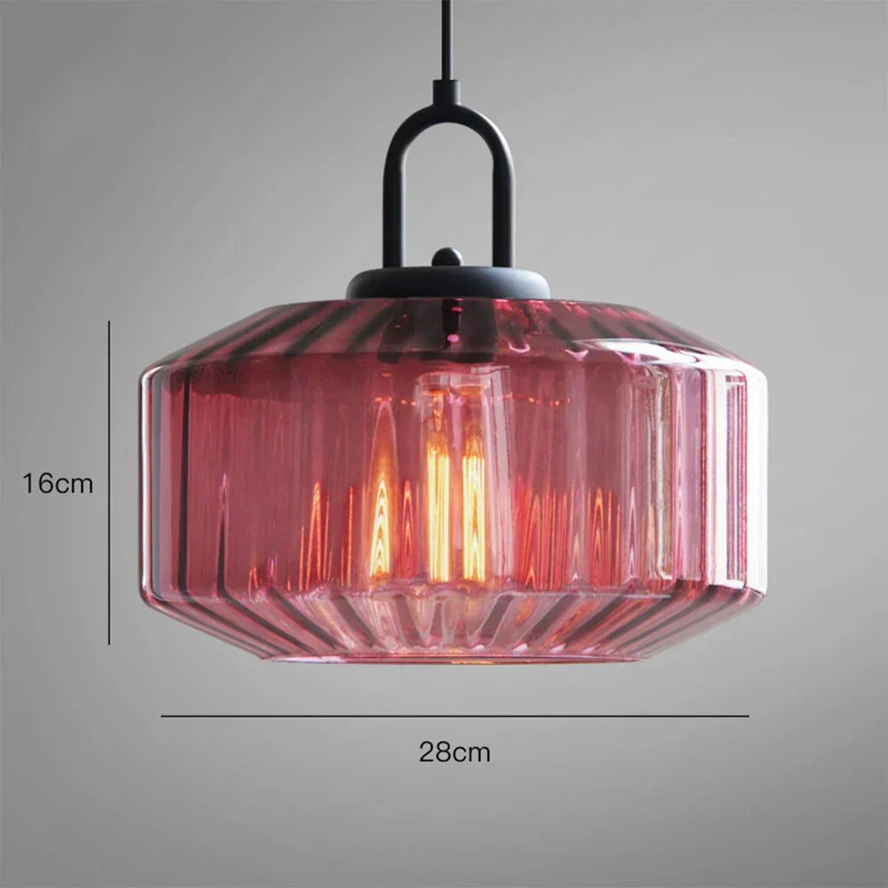 Suspension artisanale en verre en forme de goutte, abat-jour rayé vert de 28 cm pour tables de salle à manger et îlots de cuisine, luminaire suspendu compact, éclairage LED d'ambiance