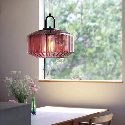 Suspension artisanale en verre en forme de goutte, abat-jour rayé vert de 28 cm pour tables de salle à manger et îlots de cuisine, luminaire suspendu compact, éclairage LED d'ambiance