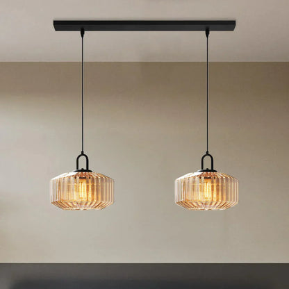Suspension artisanale en verre en forme de goutte, abat-jour rayé vert de 28 cm pour tables de salle à manger et îlots de cuisine, luminaire suspendu compact, éclairage LED d'ambiance