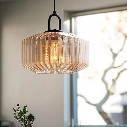 Suspension artisanale en verre en forme de goutte, abat-jour rayé vert de 28 cm pour tables de salle à manger et îlots de cuisine, luminaire suspendu compact, éclairage LED d'ambiance