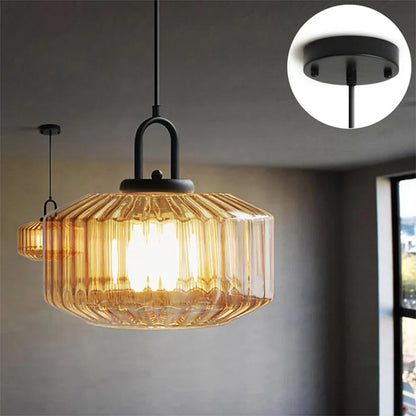 Suspension artisanale en verre en forme de goutte, abat-jour rayé vert de 28 cm pour tables de salle à manger et îlots de cuisine, luminaire suspendu compact, éclairage LED d'ambiance
