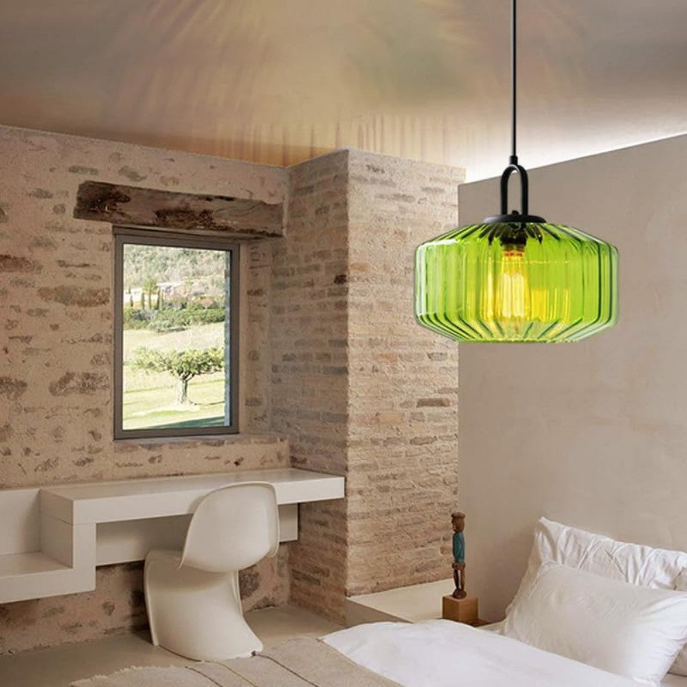 Handblown Glass Pendant Light Fixture 11 Inch Diameter for Kitchen Dining Room Hallway Living Room Bedroom LED Ceiling Light