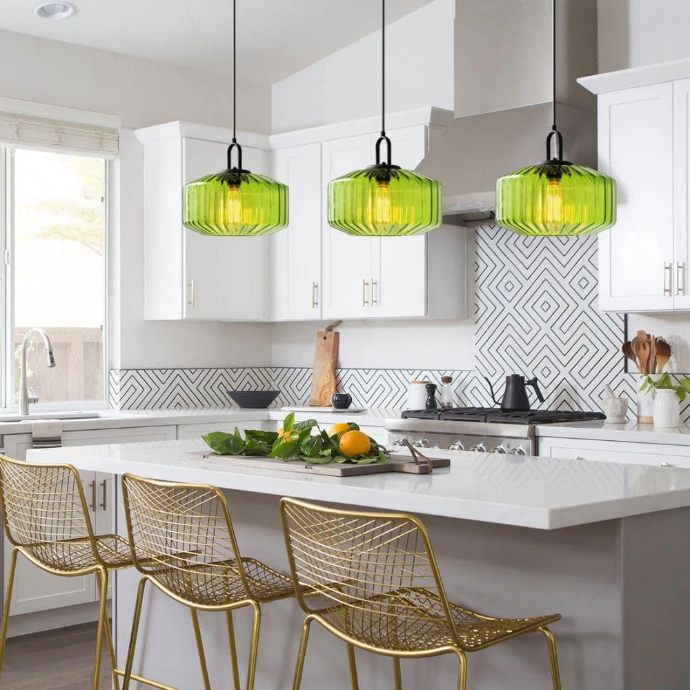 Handblown Glass Pendant Light Fixture 11 Inch Diameter for Kitchen Dining Room Hallway Living Room Bedroom LED Ceiling Light