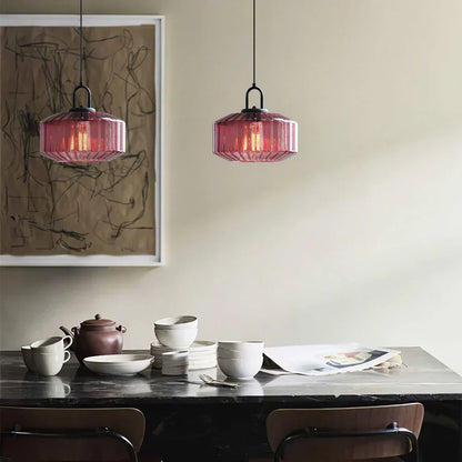 Suspension artisanale en verre en forme de goutte, abat-jour rayé vert de 28 cm pour tables de salle à manger et îlots de cuisine, luminaire suspendu compact, éclairage LED d'ambiance