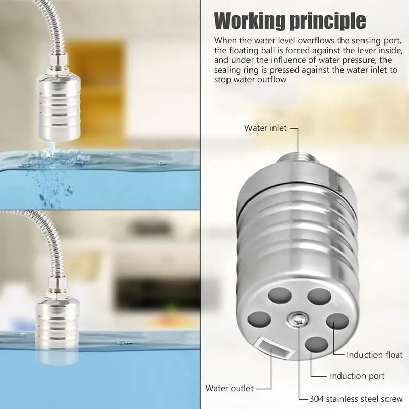 Compact Stainless Steel Float Valve for Automatic Water Level Control in Tanks, Barrels & Ponds