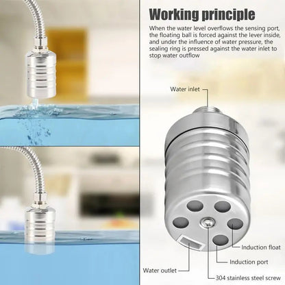 Compact Stainless Steel Float Valve for Automatic Water Level Control in Tanks, Barrels & Ponds