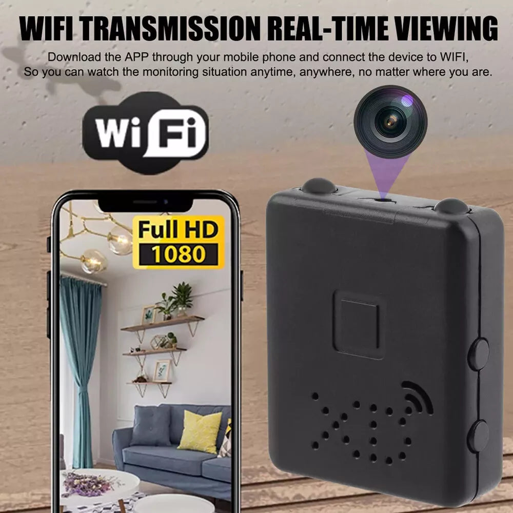 Compact WiFi Security Camera 1080p HD Motion Detection Night Vision Remote Monitor for Home Nursery Pet Surveillance Indoor Covert Recording