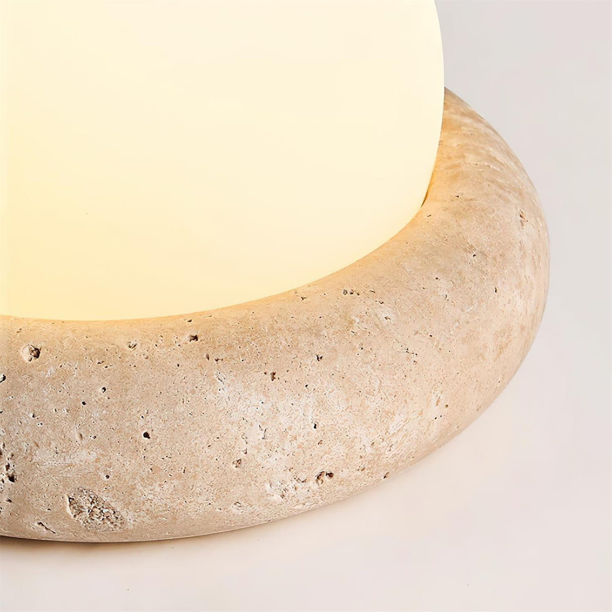 Rechargeable LED Accent Lamp Natural Stone Base Frosted Shade Wireless Remote Three Color Settings Bedroom Nightstand Desk Living Room Cordl