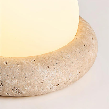 Rechargeable LED Accent Lamp Natural Stone Base Frosted Shade Wireless Remote Three Color Settings Bedroom Nightstand Desk Living Room Cordl