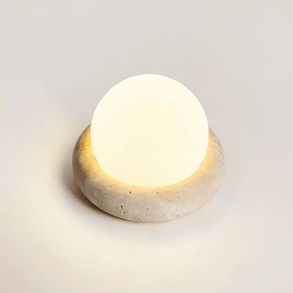 Rechargeable LED Accent Lamp Natural Stone Base Frosted Shade Wireless Remote Three Color Settings Bedroom Nightstand Desk Living Room Cordl