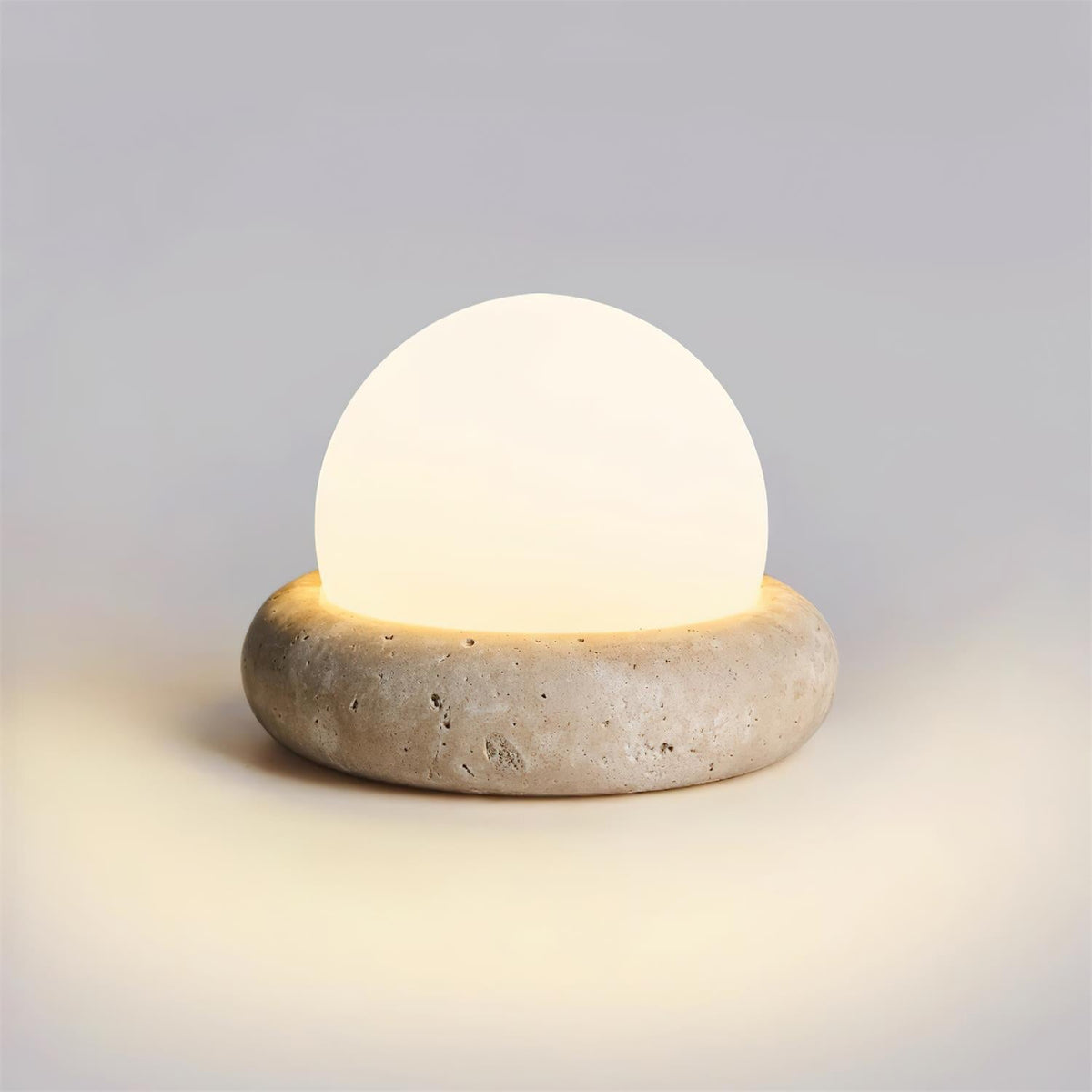 Rechargeable LED Accent Lamp Natural Stone Base Frosted Shade Wireless Remote Three Color Settings Bedroom Nightstand Desk Living Room Cordl
