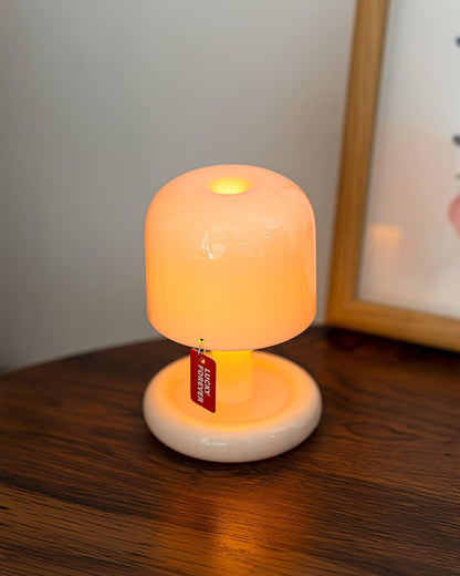 LED Nightstand Light 4 in Tall Acrylic Minimalist Desk Lamp Warm Glow USB Charging Port Bedside Reading Light Space-Saving Modern Decor