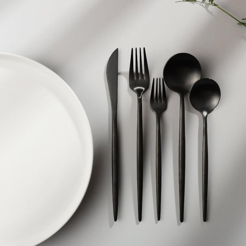 Set de couverts en acier inoxydable recouvert de titane – Service de table haut de gamme 18/10 pour les repas du quotidien et les grandes occasions