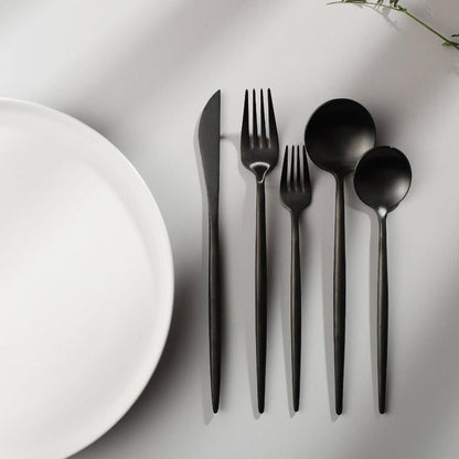 Set de couverts en acier inoxydable recouvert de titane – Service de table haut de gamme 18/10 pour les repas du quotidien et les grandes occasions